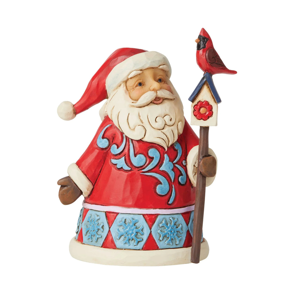 Mini Santa With Cardinal & Birdhouse