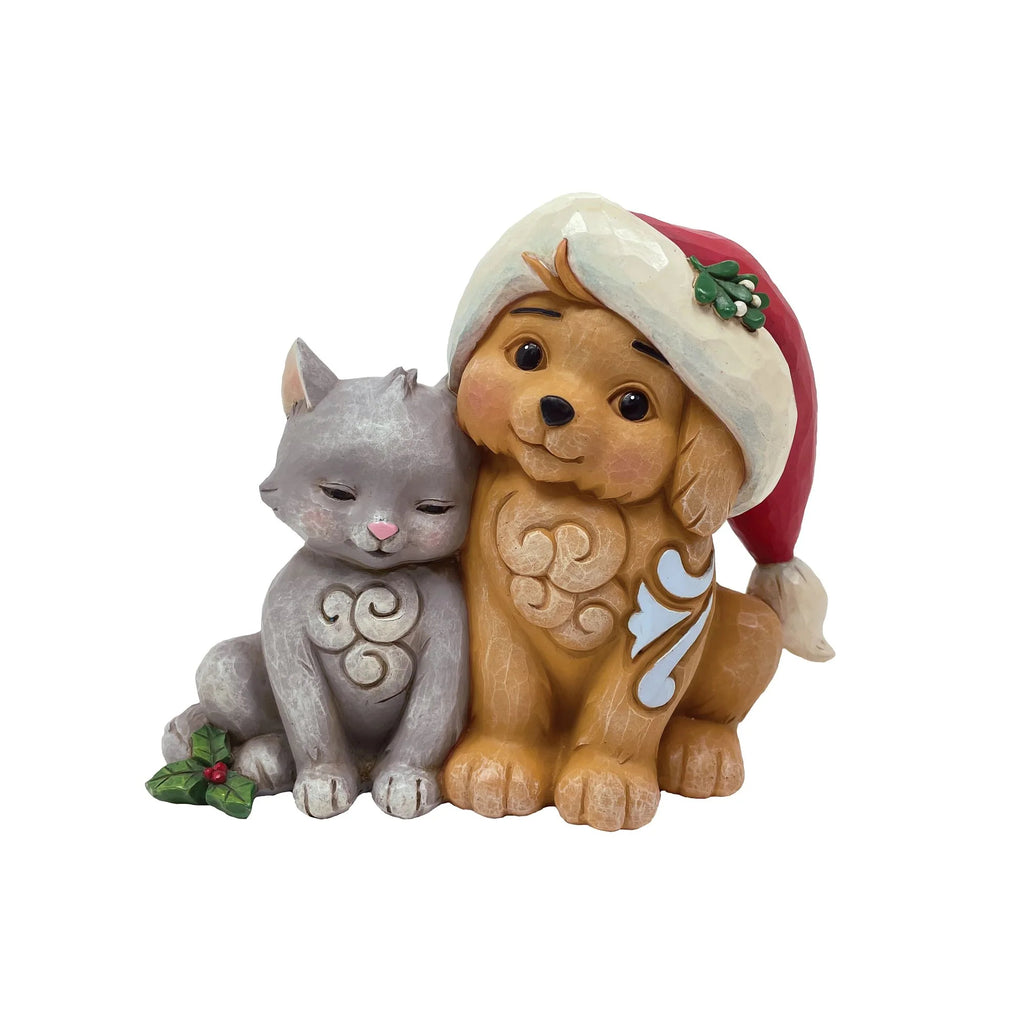 Kitten with Puppy in Santa Hat