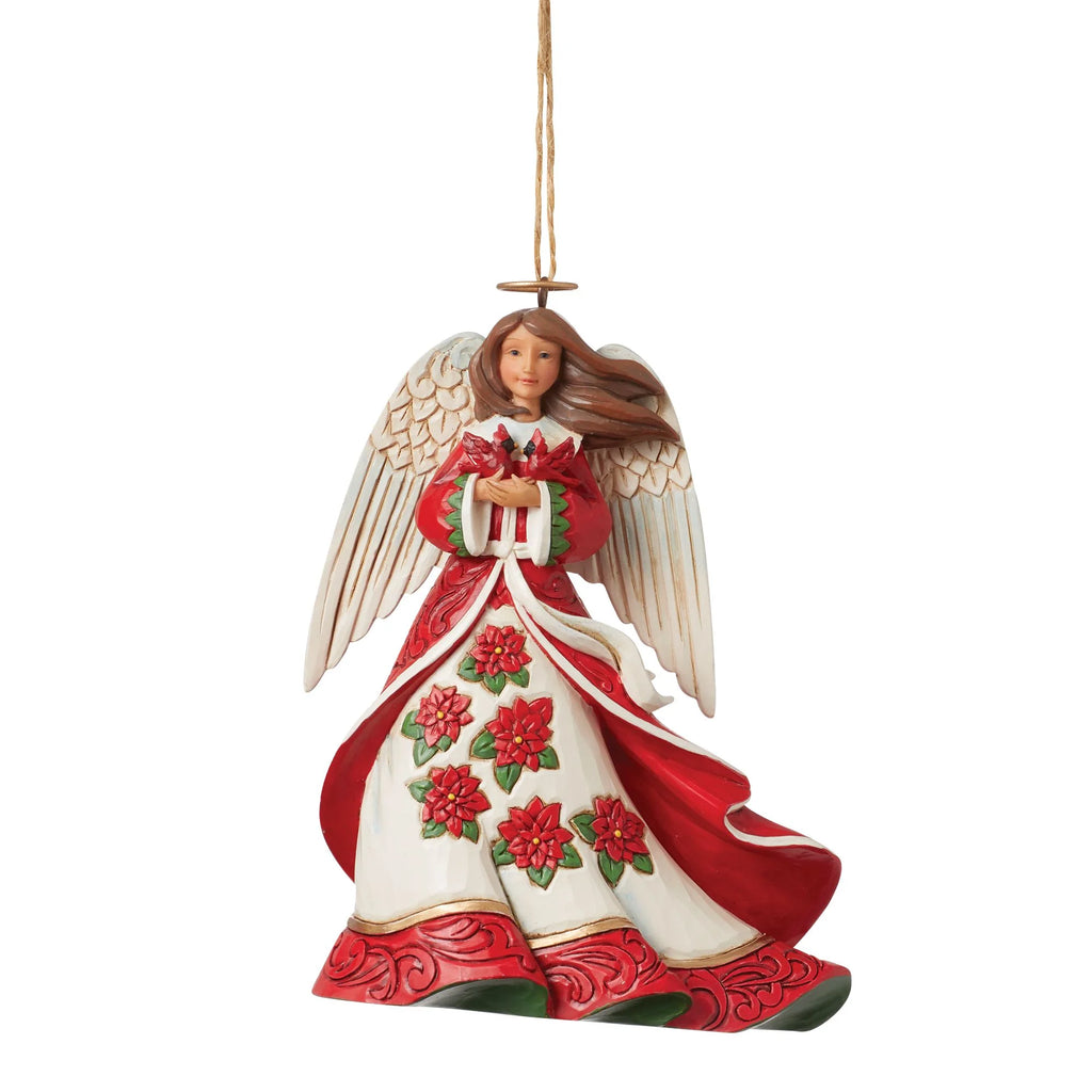 Red Angel with Cardinals Ornament