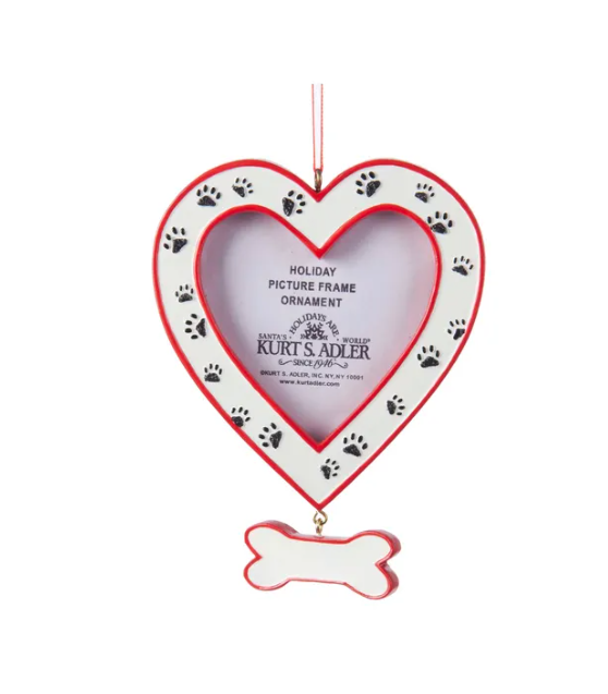 Heart Picture Frame W/Dog Paw Ornament