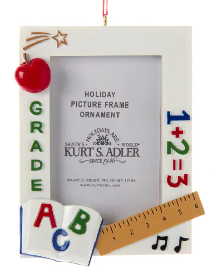 4"School Grade Picture Frame Orn