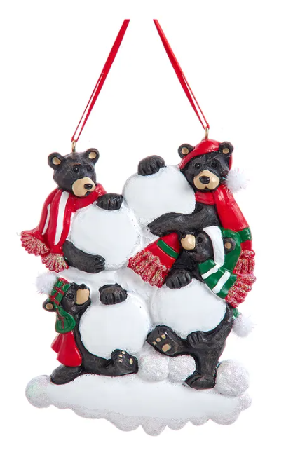 Black Bear Family Of 4 With Snowball