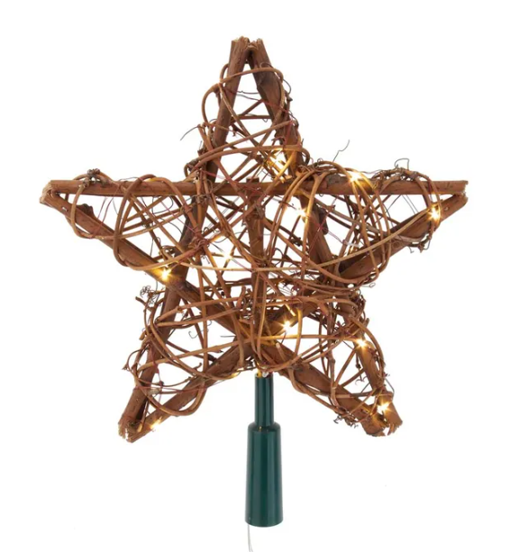 Natural Rattan Star Treetopper LED