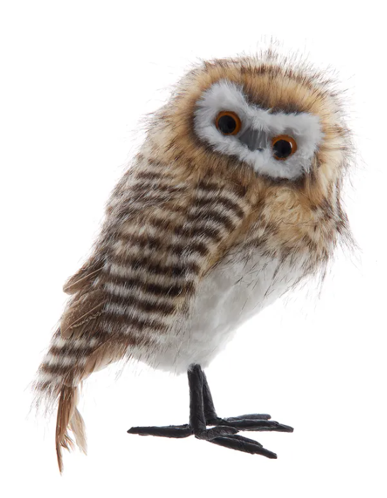 Brown Standing Owl With Stripes Ornament