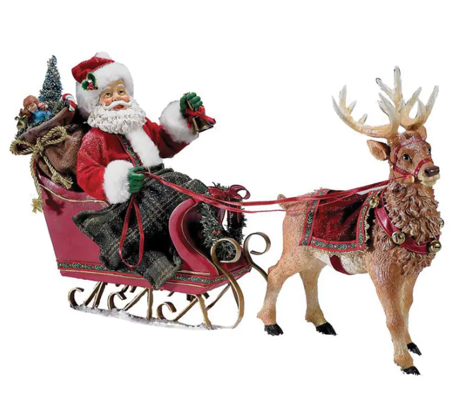 10" Fabriché™ Santa In Sleigh With Deer