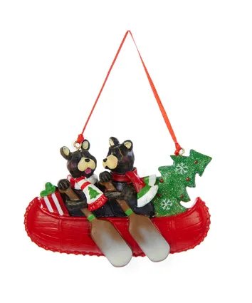 2.5"Resin 2 Bear Canoe Family Orn