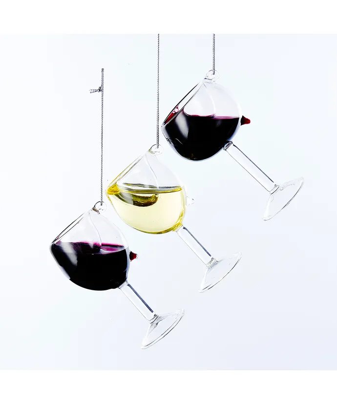 4"Glass Wine Glass Orn 3/Asstd