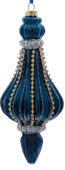 Glass Dark Blue Drop Ornament