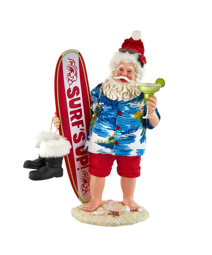 11" Fabriché™ Beach Santa With Surfboard