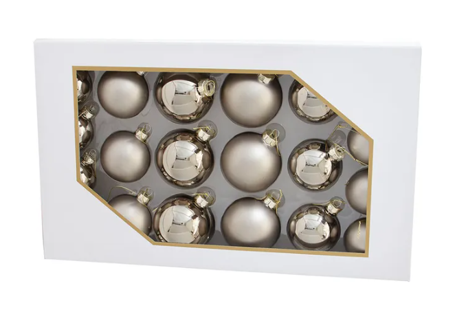 Shiny/Matte Pewter Ornaments, 20-Piece