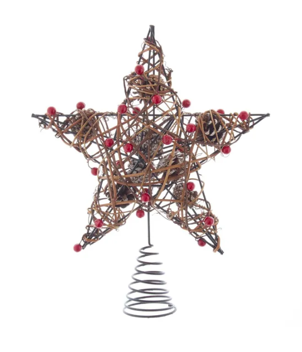 Natural Brown Star W/Berries Treetopper