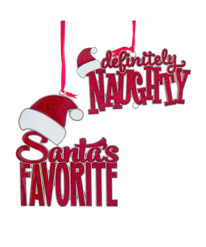 Red Glittered Sign Ornaments