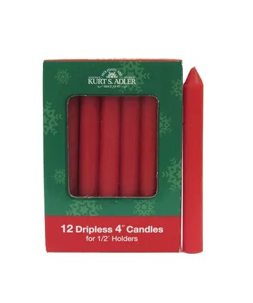 4"Red Dripless Candles 12PC