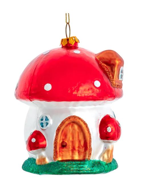 Glass Mushroom House Ornament