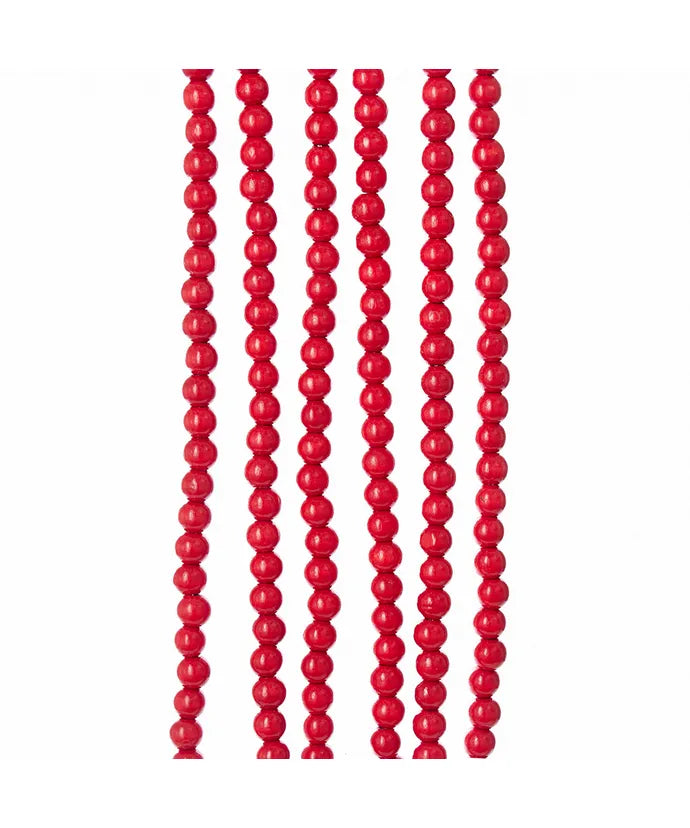 Wooden Red Beaded Garland 9'