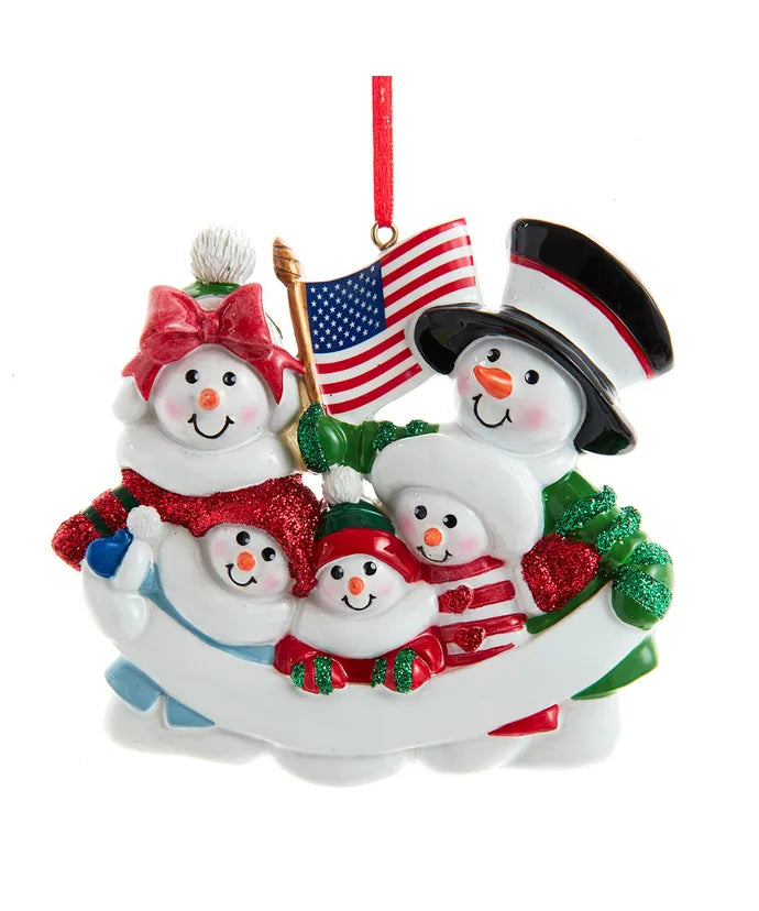 Patriotic Snow Family Of 5 Ornament
