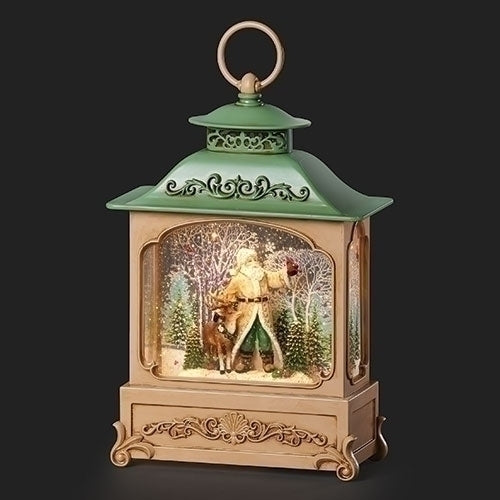 12" Swirl Lantern Green Roof Santa & Dee
