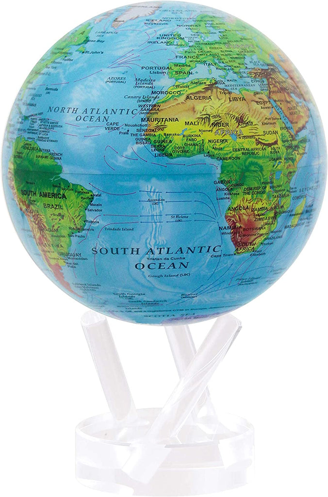 Globe 4.5",Relief Map Blue w/Base