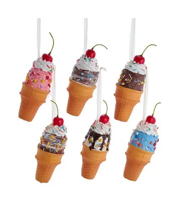 6"Foam Ice Cream Cone Orns 6/Ast