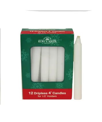 4"White Dripless Candles 12PC